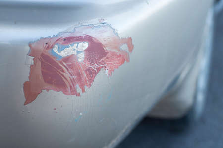 Texture and details of rusty metal car bumperの写真素材