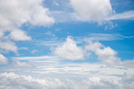 White clouds, blue sky, on a bright day