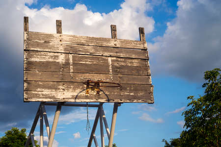 Old, broken and worn basketball hoop.の写真素材