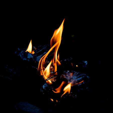 Abstract background of fire flames on a blackの写真素材