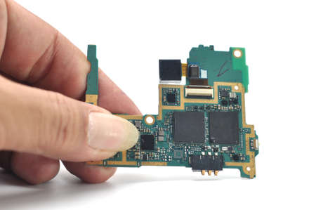 Closeup circuit board with electronic components