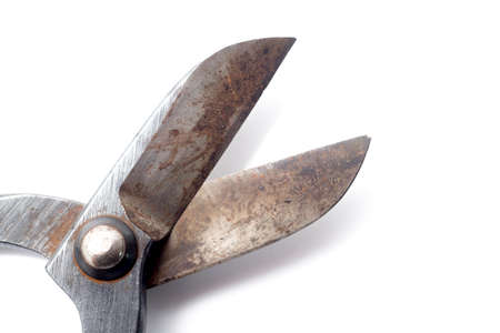retro opened Scissors isolated on white background.の写真素材