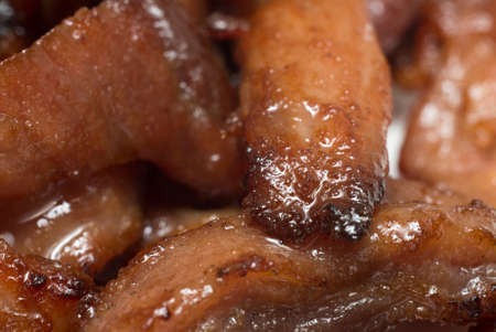 Close up fried sun-dried pork, Thai foodの写真素材