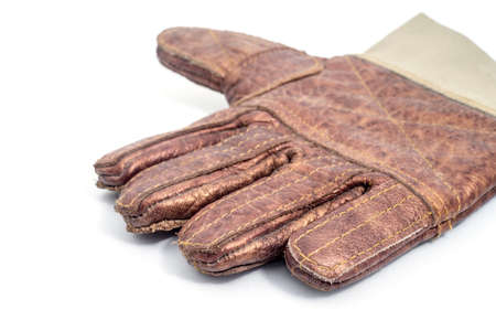 Heat resistant gloves for welding isolated on a white background.の写真素材