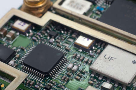 Closeup circuit board with electronic components
