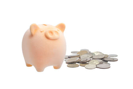 piggy bank isolated on white backgroundの写真素材