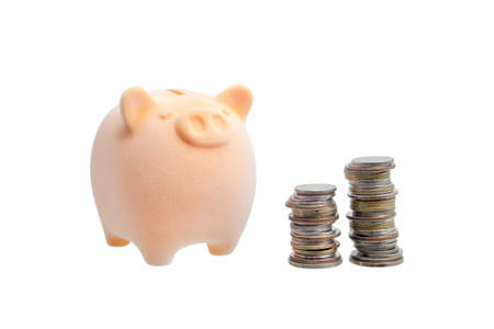 piggy bank isolated on white backgroundの写真素材