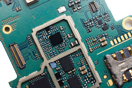 Closeup circuit board with electronic components