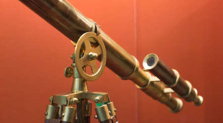 Antique brass telescope selective focusの写真素材
