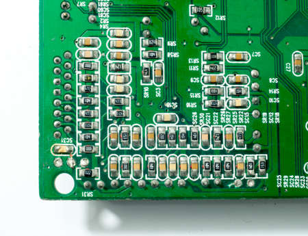 Closeup circuit board with electronic components