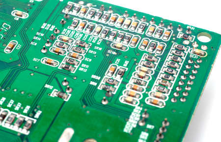 Closeup circuit board with electronic components