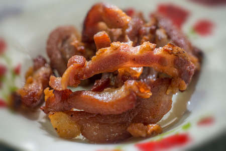 Close up fried sun-dried pork, Thai foodの写真素材