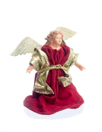 Christmas Angel decoration on a white backgroundの写真素材