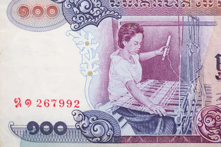 Detail of Cambodian riels bank note. Riel is the national currency of Cambodia
