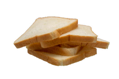 Stacked bread for breakfast isolated on white background.