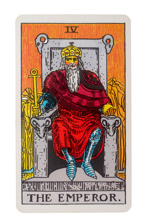 Yala Province, Thailand 29 August 2020. illustrative editorial tarot cards the emperor.