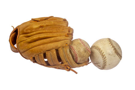 Vintage classic leather baseball glove isolated on white background
