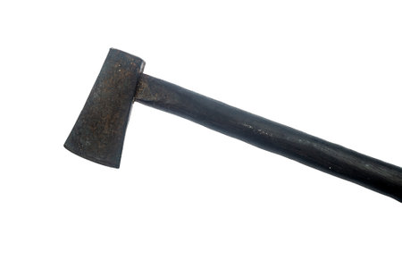 Iron axes with wooden handles, collectibles, isolated on a white background..の写真素材