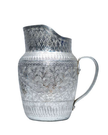 Aluminum water jug isolated on a white background.の写真素材