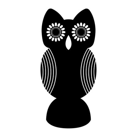 Black owl design on white background, Wisdom owl Icon Vector Illustration.のイラスト素材