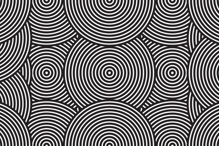 The black and white circle pattern of lines abstract background. Vector Illustration.のイラスト素材