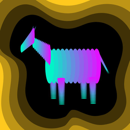 Pink blue horse. Imaginary horse. Vector illustration.のイラスト素材