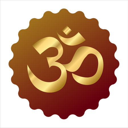 Gold Sacred OM sign on white background.&#xD;&#xA;Om or Aum Indian sacred sound. indian Diwali spiritual sign Om.のイラスト素材
