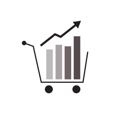 shopping cart with a bar chart diagram. vector illustration.のイラスト素材