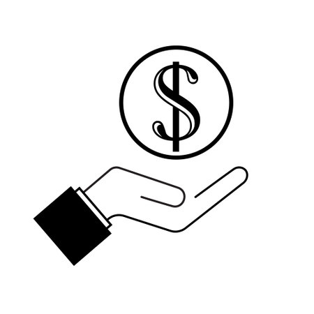 US dollar signs, dollar reload icon, dollar exchange icon, refinance, refund, insurance concept, hand line iconのイラスト素材