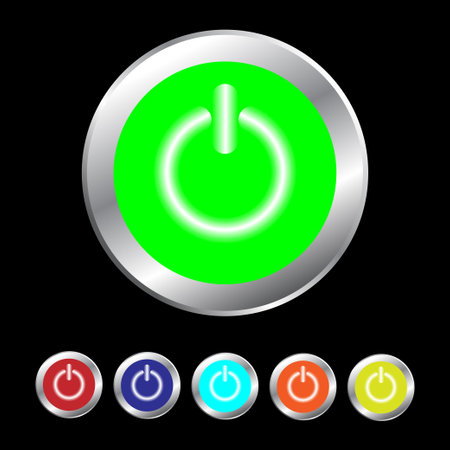 Pushbutton Switch. symbol, pushbutton. Electrical switches power symbol, Metallic push-button icon.
