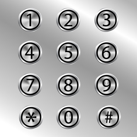 Keyboard smartphone number. Metal buttons.のイラスト素材