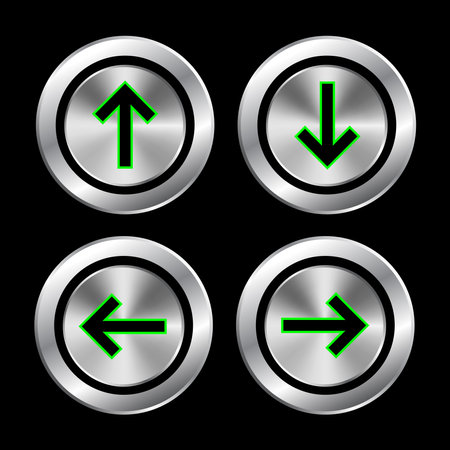 Vector set of arrows buttons. silver buttons.