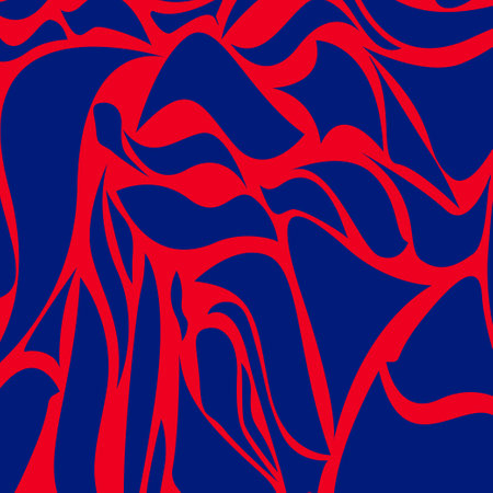 Various abstract blue shapes on red background, texture background.のイラスト素材