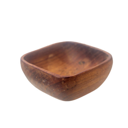 handmade teak wooden bowl isolated on white backgroundの写真素材