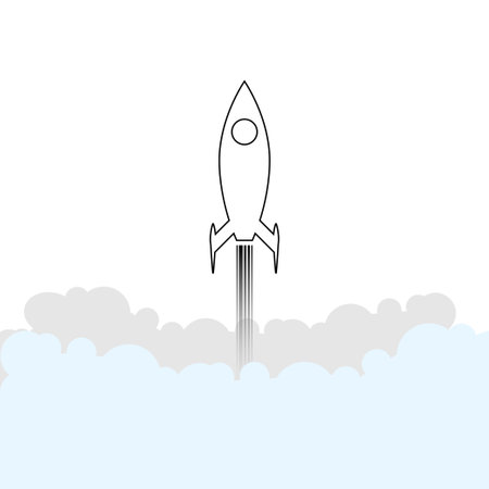 Rocket launches in space flying. rocket icon.のイラスト素材