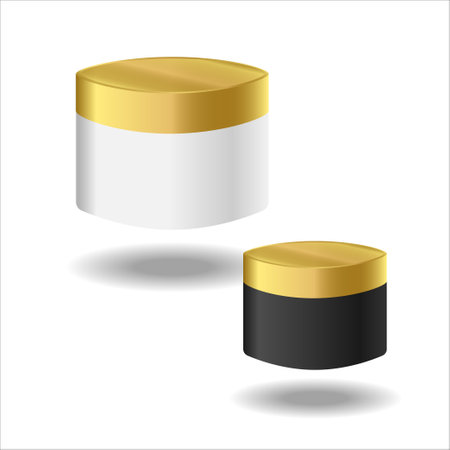 White cream jar with gold lid isolated on white background.のイラスト素材