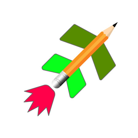 Pencil jet aircraft isolated on white background. Vector illustrationのイラスト素材