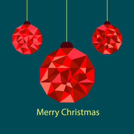 Christmas balls ornaments polygon style.  vector illustration.のイラスト素材