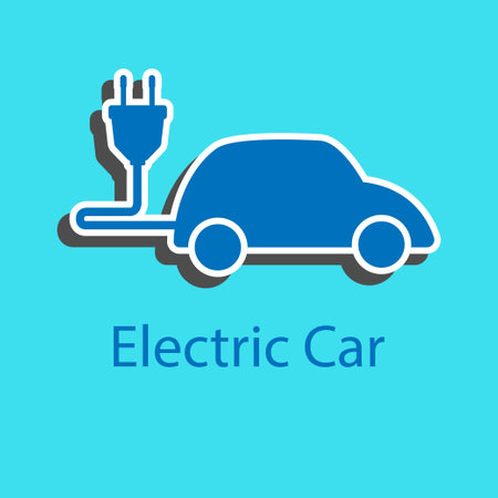Electric car charger plug icon vector, filled flat sign, EV car, hybrid vehicles charging point logotype, Symbol, logo illustration. Paper cut style.のイラスト素材