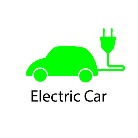 Electric car charger plug icon vector, filled flat sign, EV car, Green hybrid vehicles charging point logotype, Symbol, logo illustrationのイラスト素材