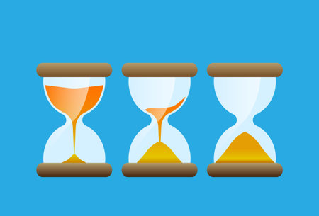 Hourglass with sand countdown isolated on white background . Business, time and deadline concept. Vector Illustration.のイラスト素材