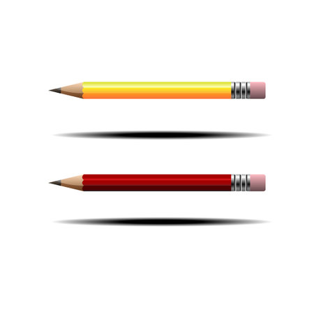 Yellow and red pencil graphite icon isolated on whiteのイラスト素材