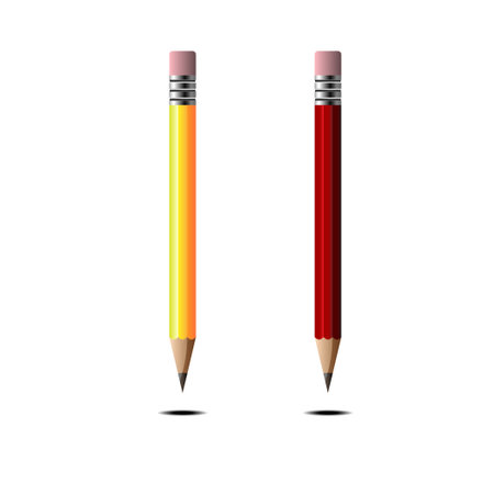 Yellow and red pencil graphite icon isolated on whiteのイラスト素材
