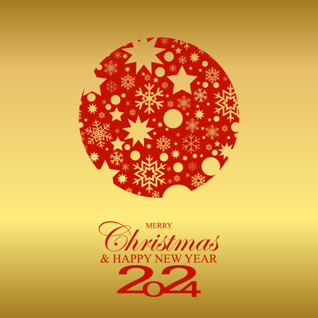 Christmas And New Year 2024 on shiny Xmas ball background. Vector Illustration. EPS 10のイラスト素材