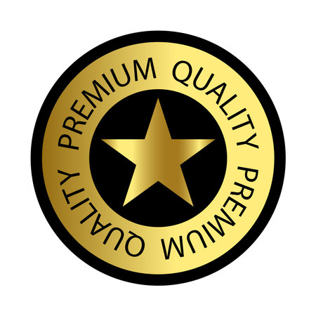 Gold premium quality badge. Illustration Vector Design.のイラスト素材