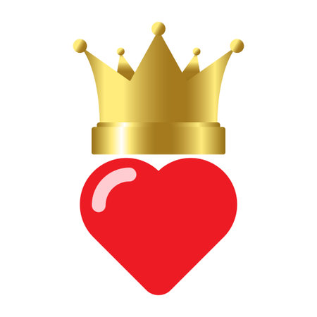 Heart with golden crown on white backgroundのイラスト素材