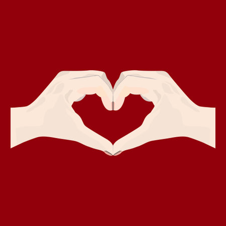 Two hand forming a heart shape with the fingers. Vector illustrationのイラスト素材