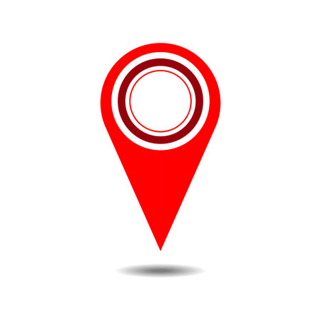 Location pin red icon isolated on white background. GPS marker symbol. Navigation icon symbol. Vector illustration.のイラスト素材
