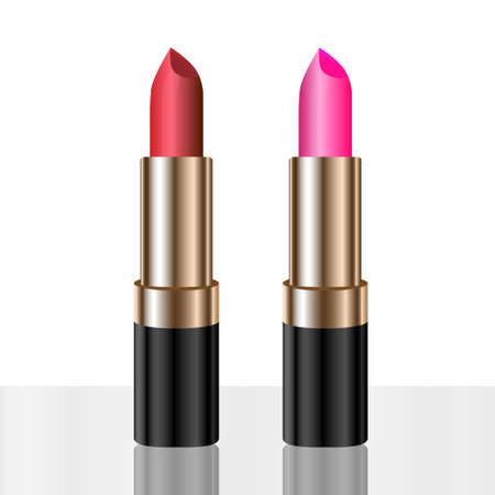 Attractive red and pink lipstick isolated on white background.のイラスト素材