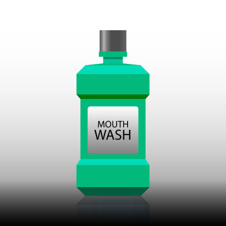 Fresh mouthwash flat vector illustration. Mint liquid for rinsing mouth. oral mouthwash sign.のイラスト素材